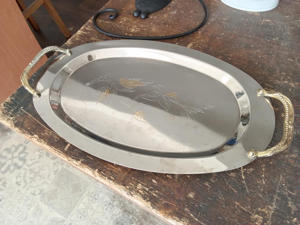 PLATEAU INOX DORÉ