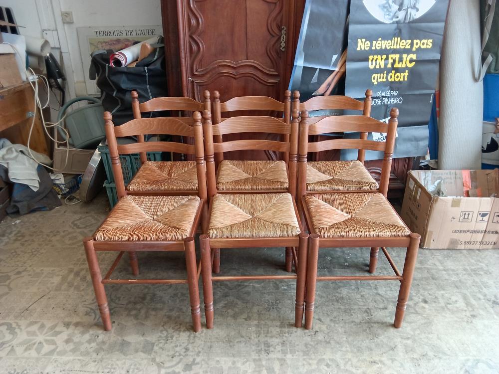 6 CHAISES PAILLEES