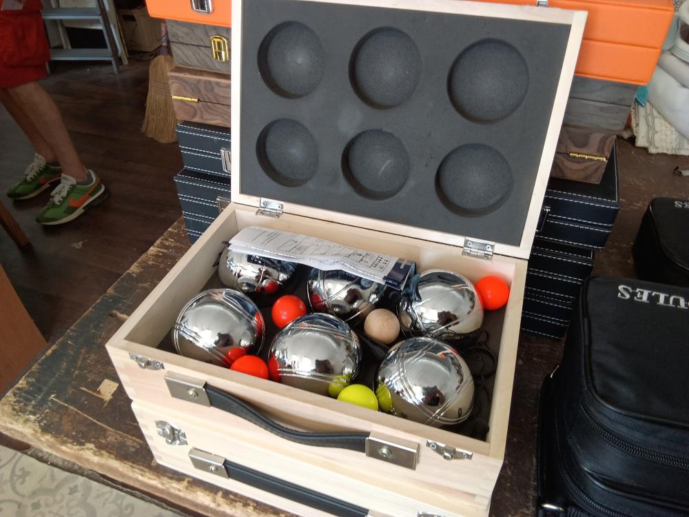 BOITE BOIS 6 BOULES PETANQUE