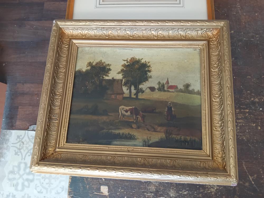 HUILE SUR TOILE, SCENE CHAMPÊTRE XIX’