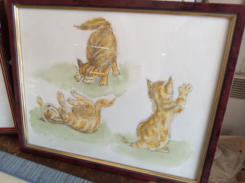 AQUARELLE TROIS PETITS CHATS