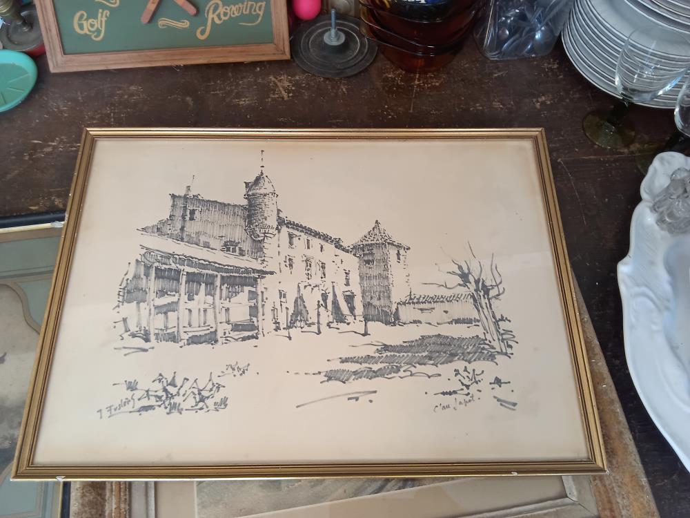 TABLEAU "CHEZ JAPOT" SIGNE J FUSLENS( ESP)