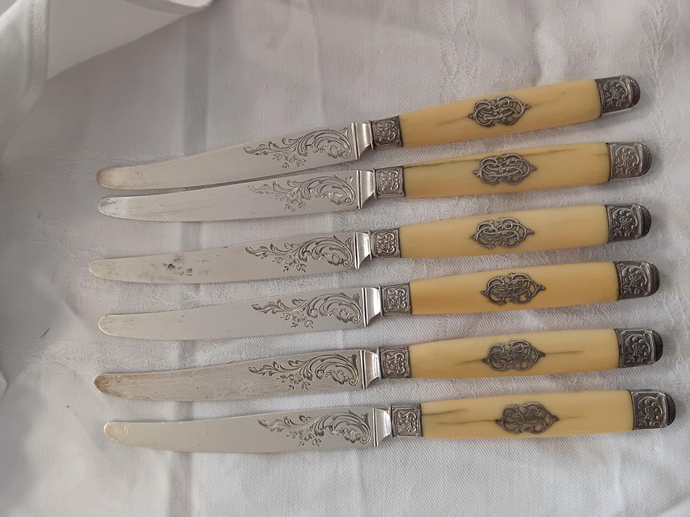6 COUTEAUX A DESSERT LAPPARA ET GABRIEL ARGENT MINERVE