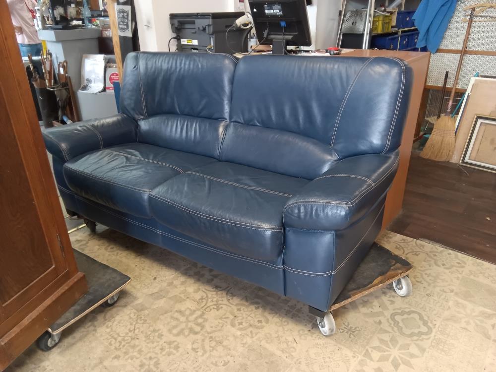 CANAPE CUIR BLEU 