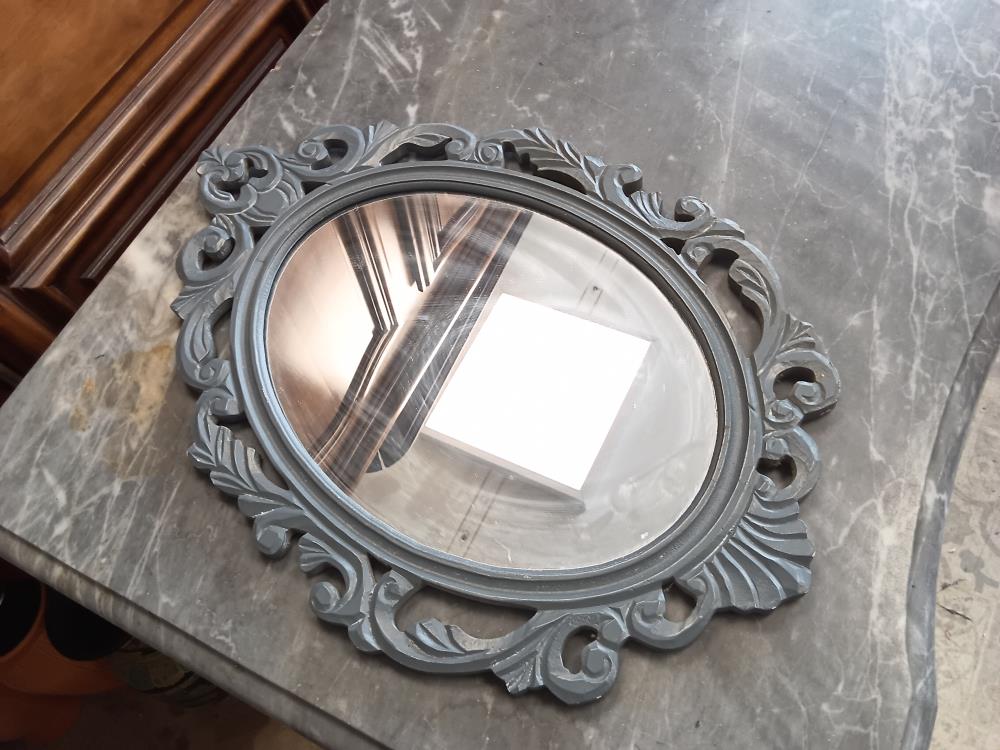 MIROIR OVALE GRIS