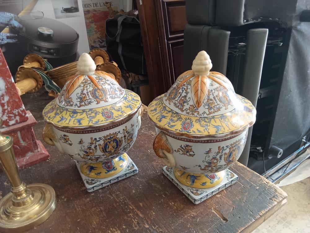 PAIRE DE TERRINES DECO CHINOIS DECOR ITALIEN