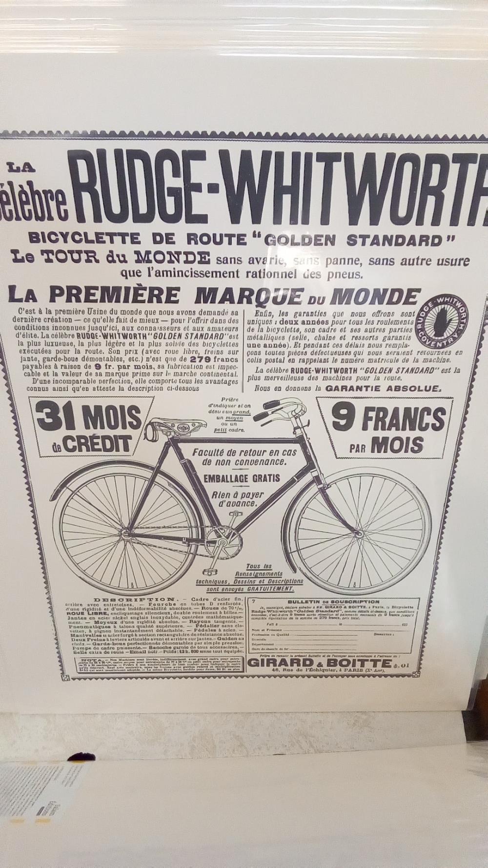 REPRO BICYCLETTE RUDGE