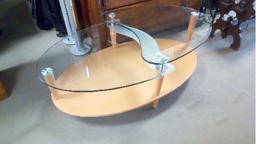 TABLE BASSE VERRE OVALE