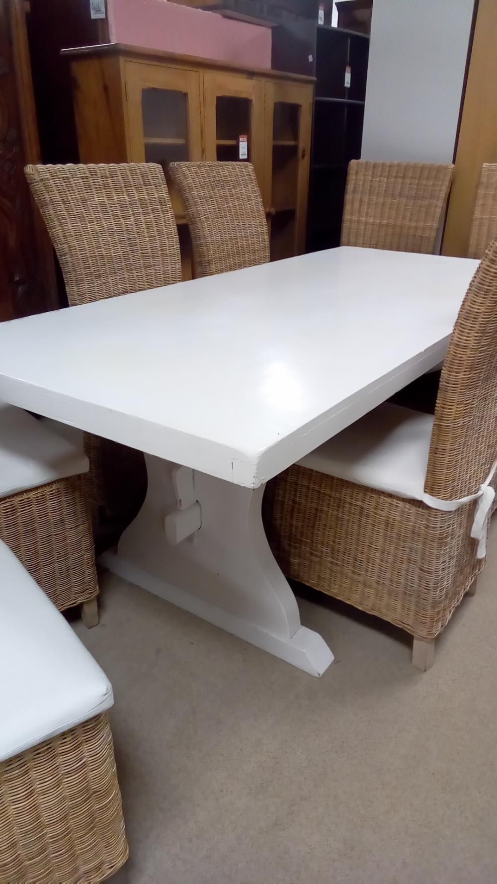 TABLE MONASTÈRE LAQUÉE BLANC 220X90