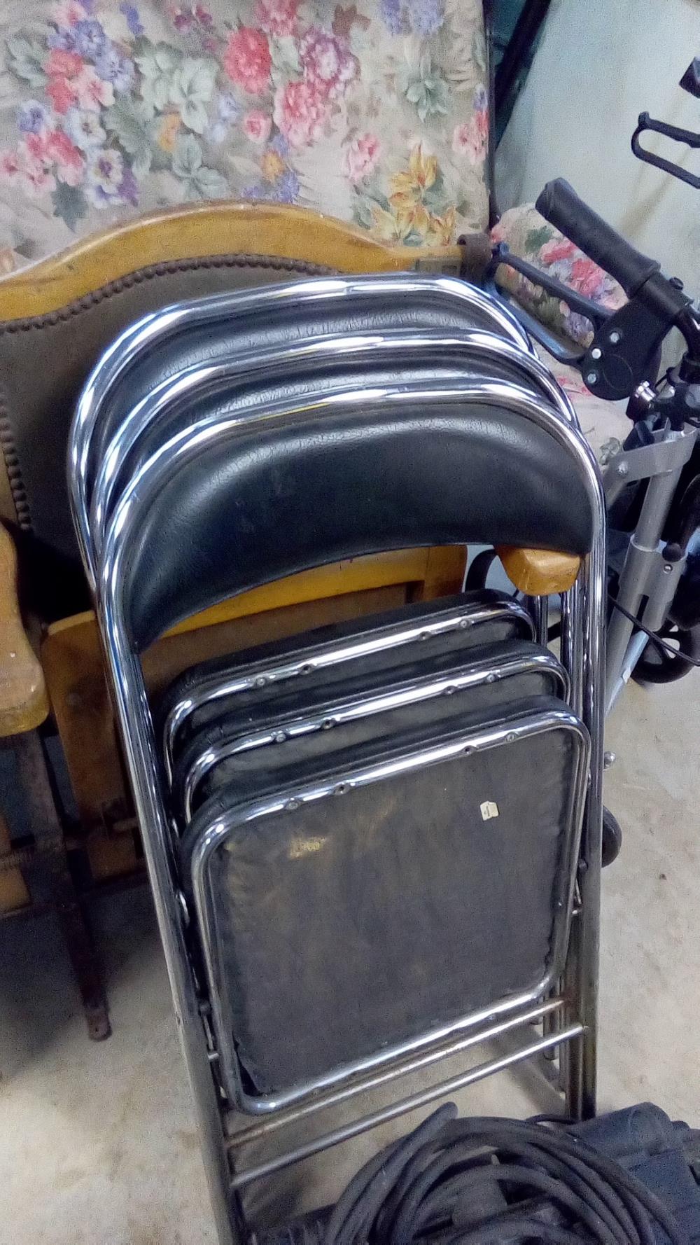 LOT DE 3 CHAISES PLIANTES ANNÉES 70 SIMILI CHROME