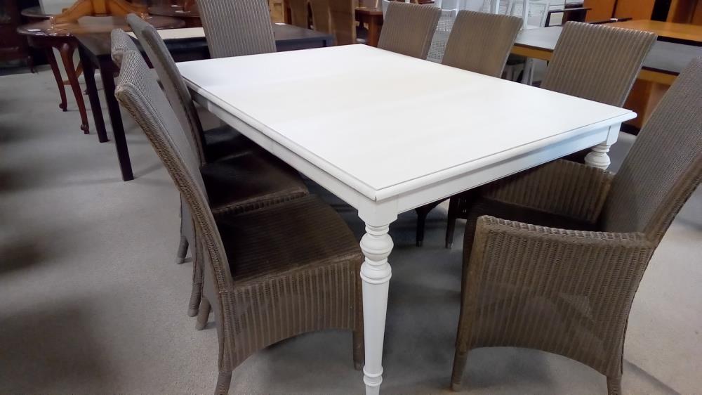 TABLE BOIS IVOIRE 270 X 120  AVEC 3 ALLONGES ET PIED ADD.