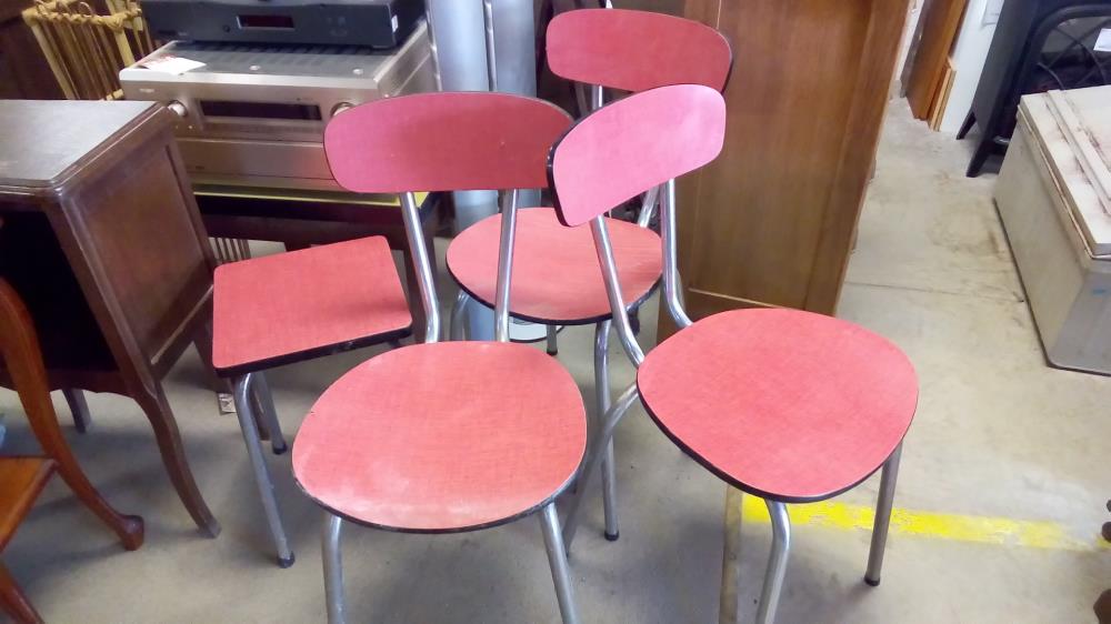 4 SIÈGES FORMICA ROUGE