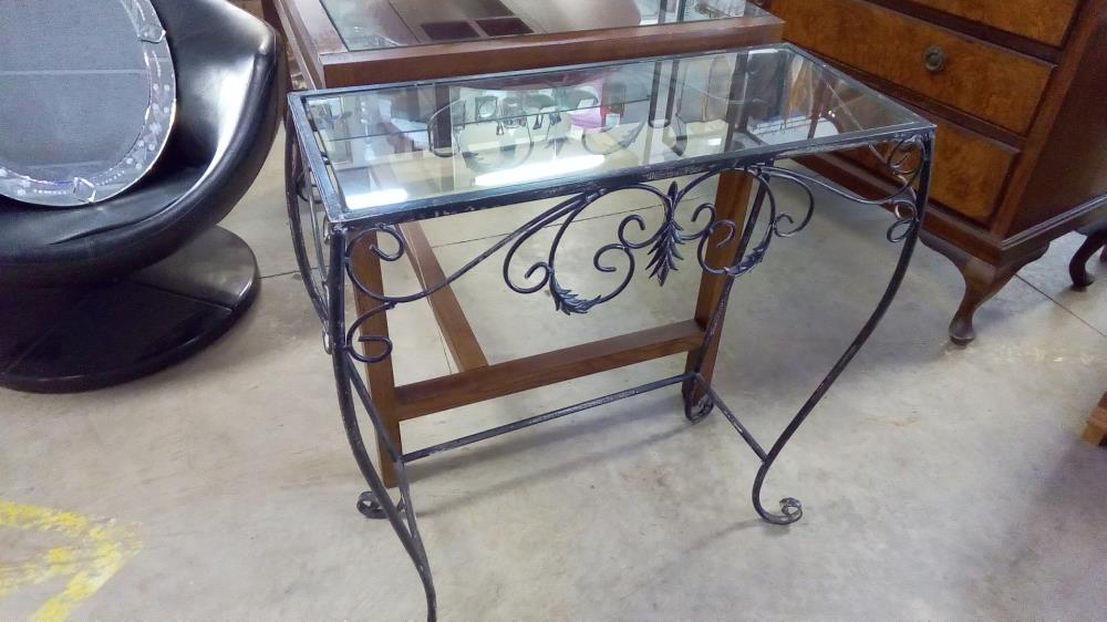 CONSOLE FER FORGÉ AVEC VERRE