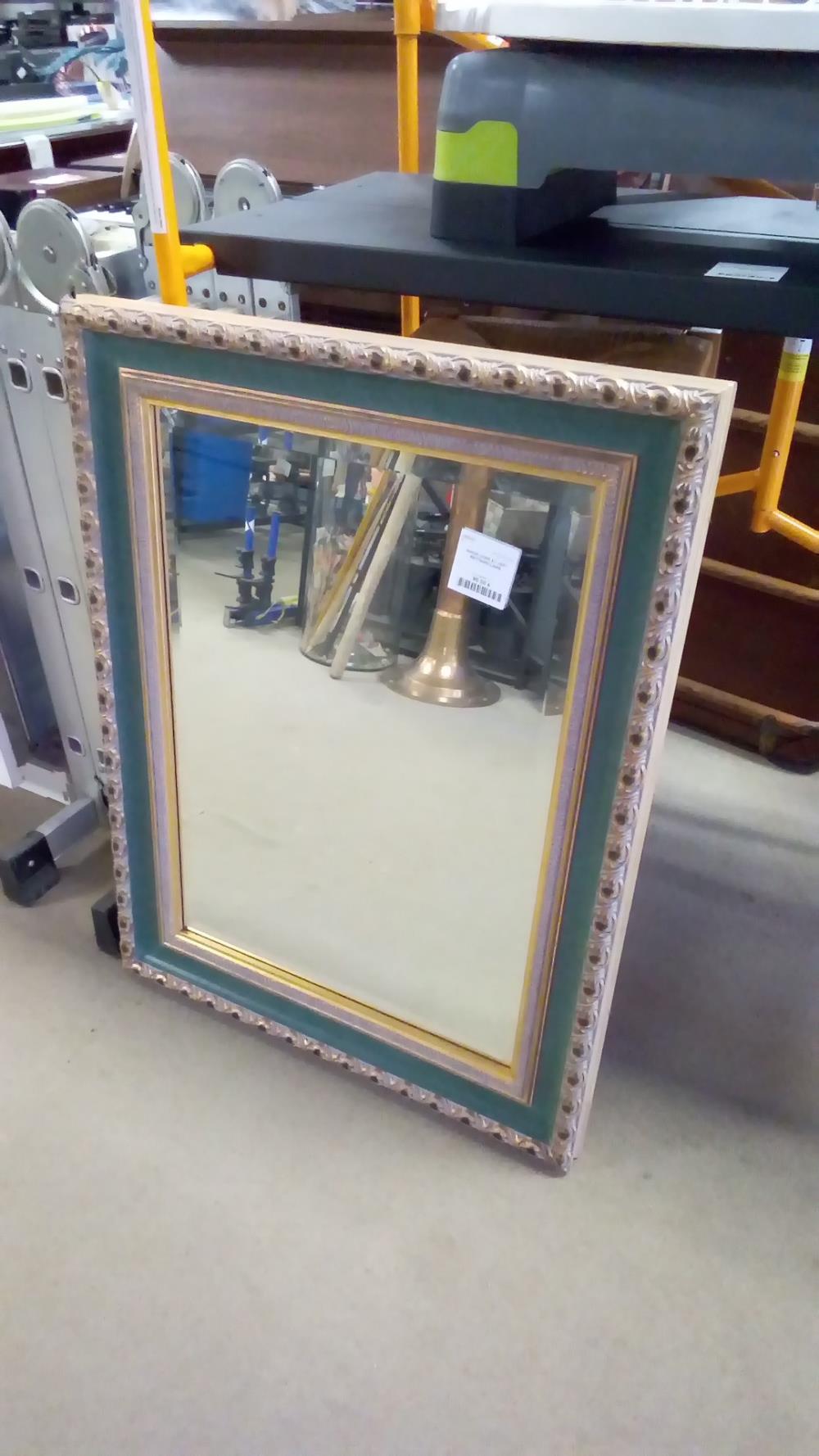 MIROIR DORÉ ET VERT RECTANGULAIRE