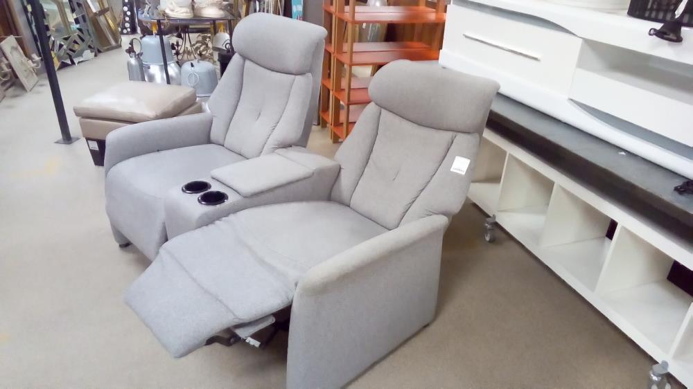 CANAPÉ RELAX TISSU GRIS 2 PLACES