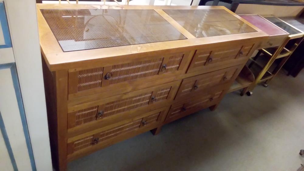 COMMODE 6 TIROIRS ROTIN 