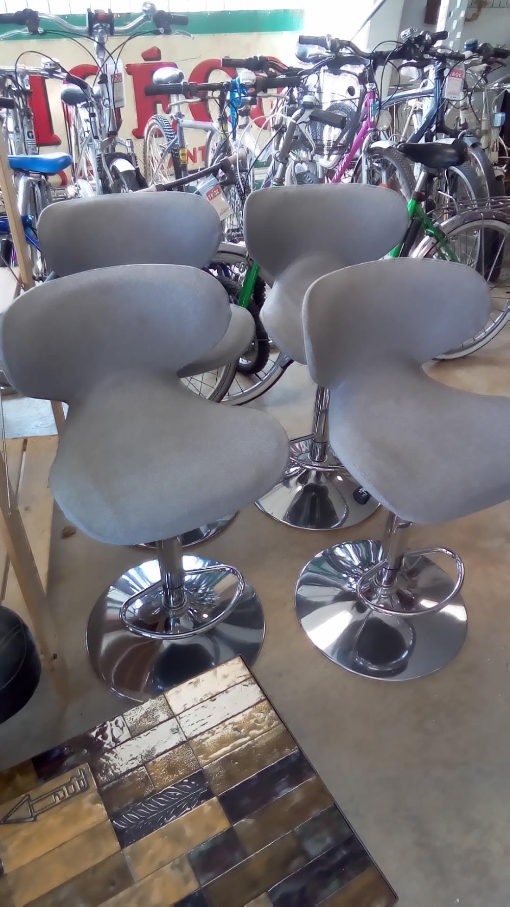 LOT DE 4 FAUTEUILS RÉGLABLES TISSU GRIS