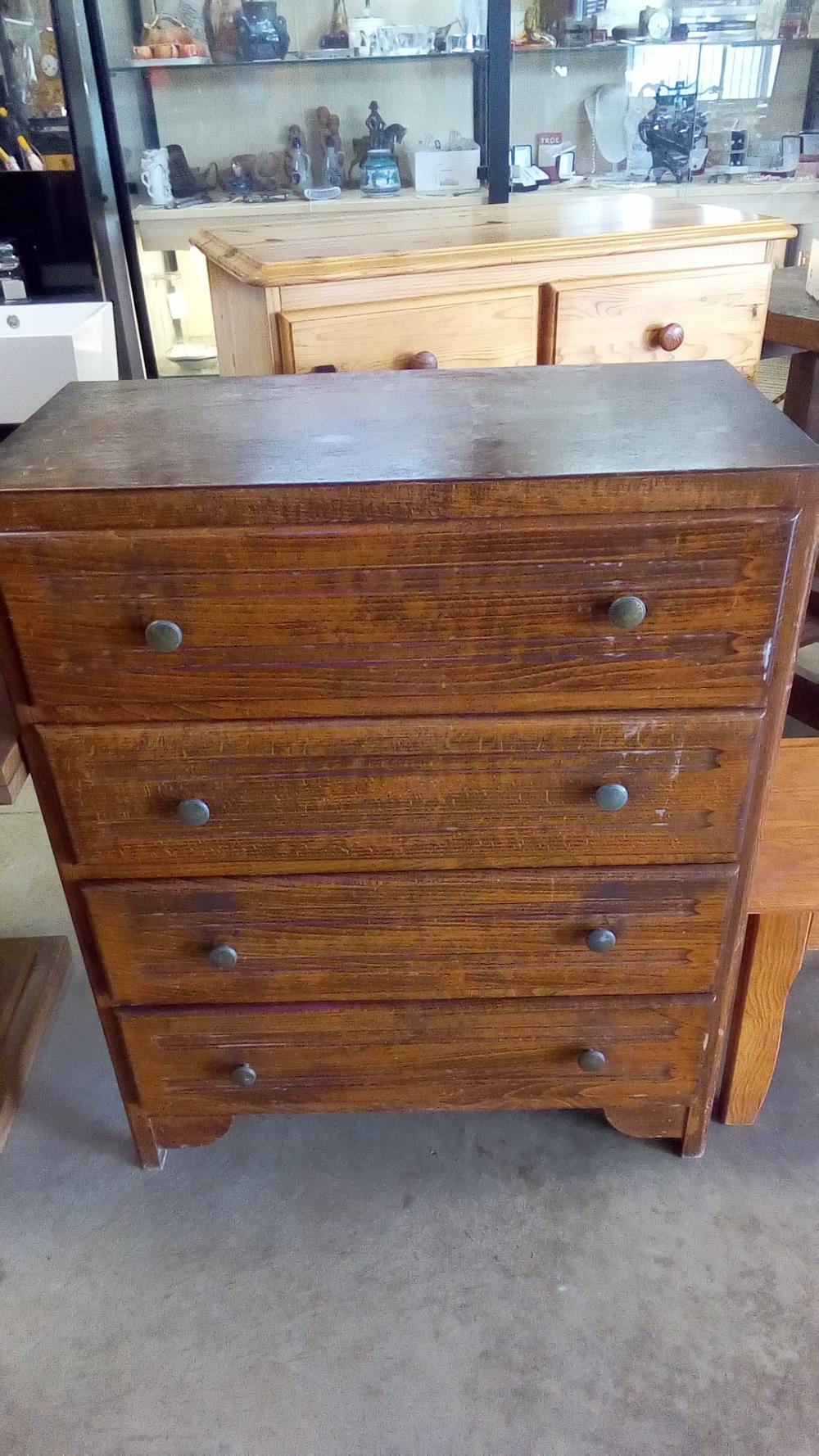 COMMODE CHÊNE 4 TIROIRS ANNÉES 50 