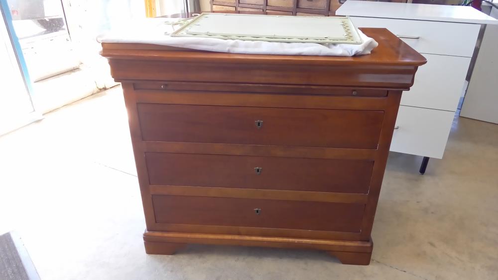 COMMODE LOUIS PHILIPPE MERISIER 3 TIROIRS 1 TABLETTE