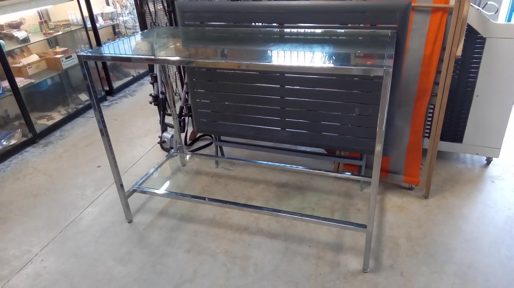 TABLE/CONSOLE CHROMÉE 2 NIVEAUX