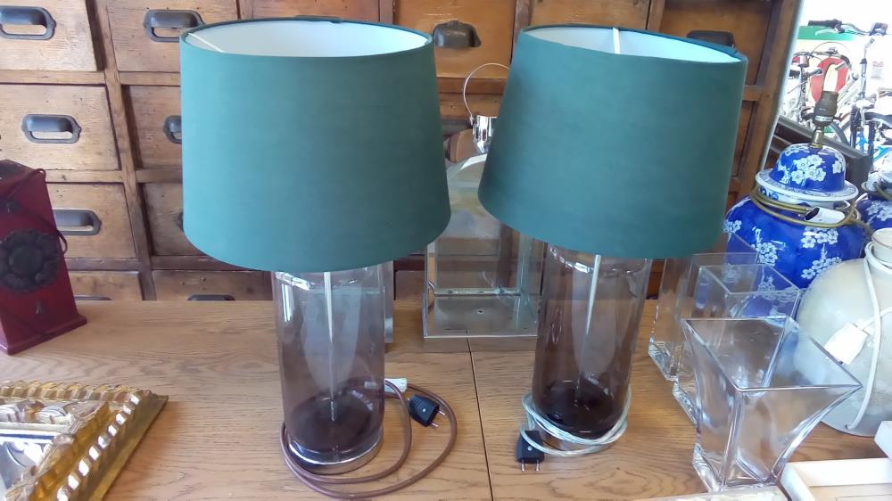 PAIRE DE LAMPES FÛT EN VERRE