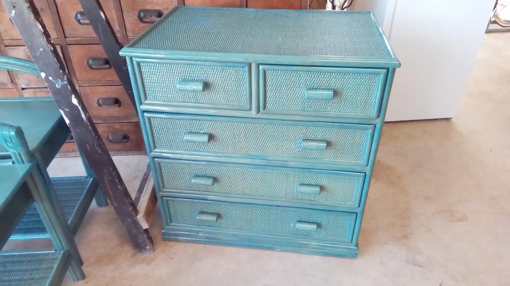 COMMODE CANNAGE DES PHILIPPINES 5 TIROIRS