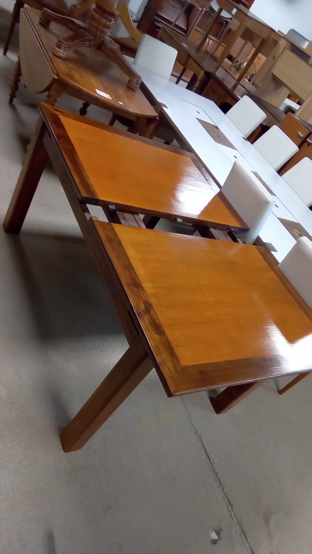 TABLE STYLE ASIATIQUE TECK ET BAMBOU DÉPLIÉ 1 ALLONGE (TOTAL 100X200)