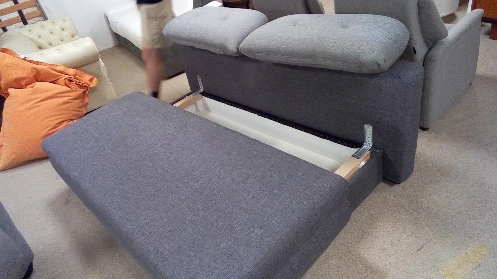 CANAPÉ CONVERTIBLE GRIS AVEC COFFRE