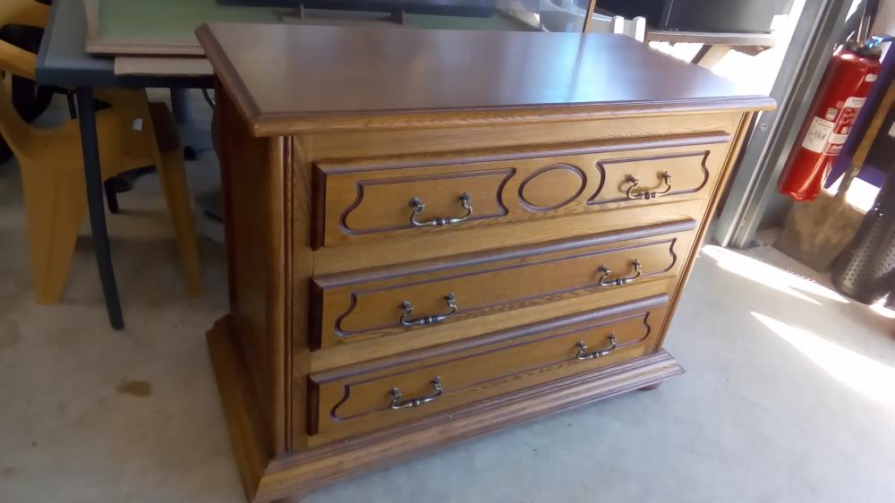 COMMODE CHÊNE 3 TIROIRS