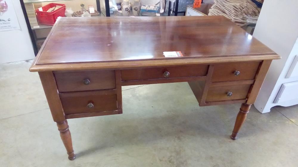 BUREAU MERISIER 5 TIROIRS EN L'ÉTAT