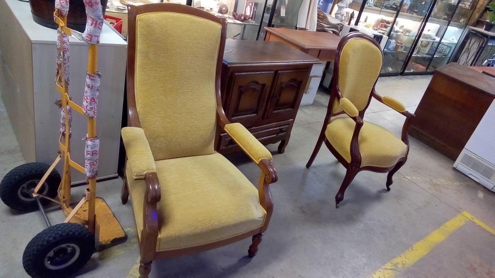 FAUTEUIL VELOURS MOUTARDE TBE L'UNITÉ