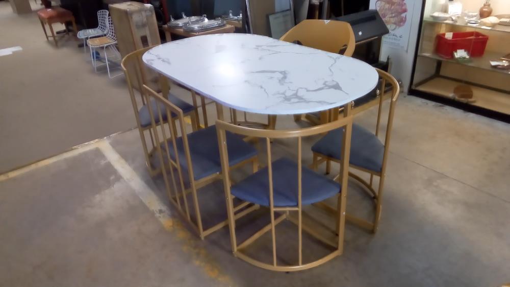 TABLE MODERNE 6 COUVERTS OVALE NPA AVEC 6 SIÈGES