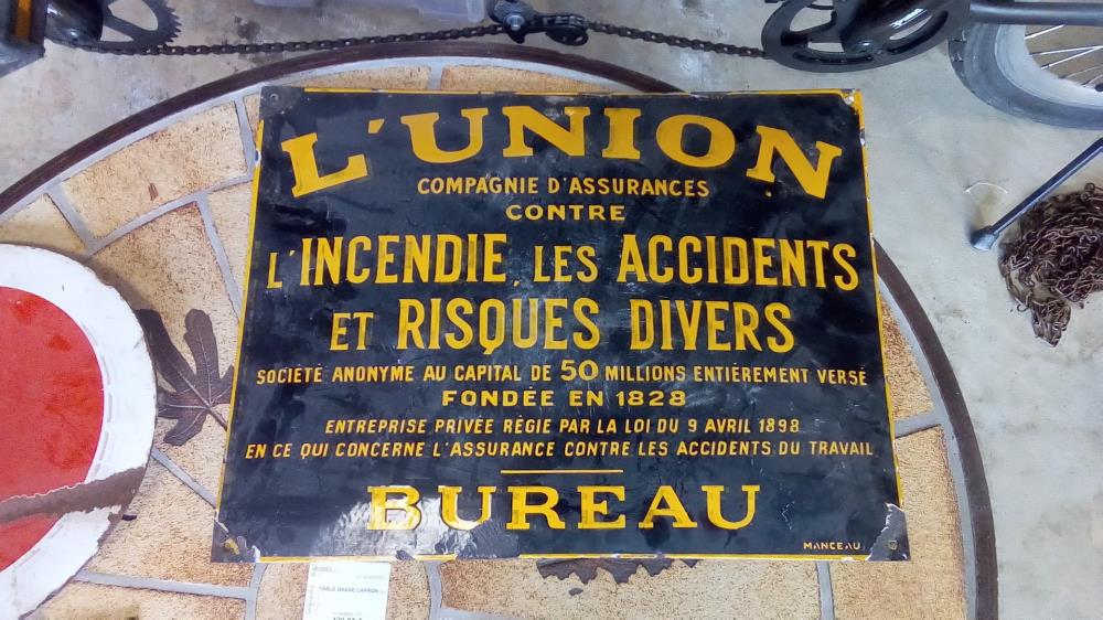 PLAQUE ÉMAILLÉE L'UNION BON ÉTAT