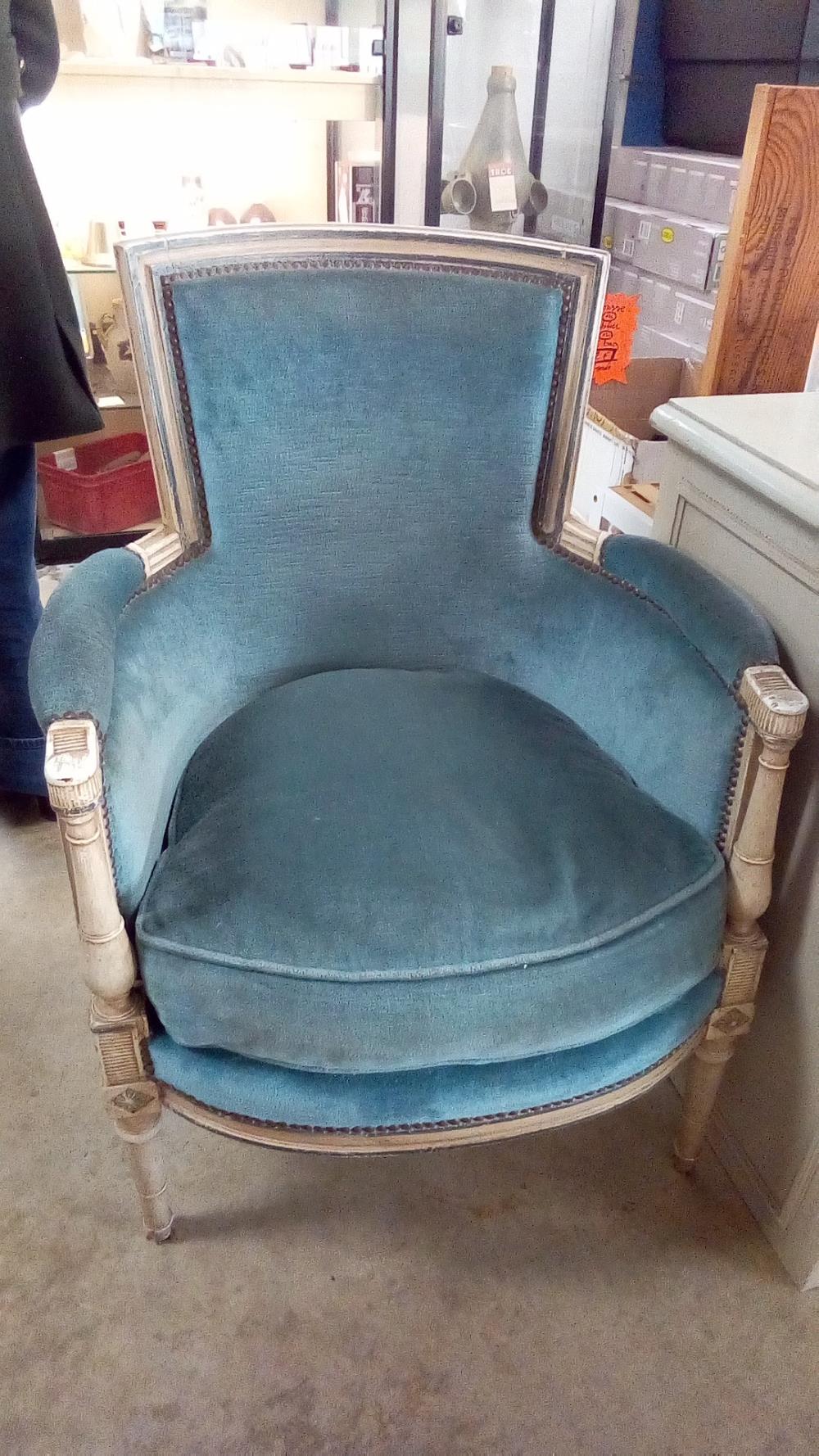 FAUTEUIL DIRECTOIRE VELOURS BLEU