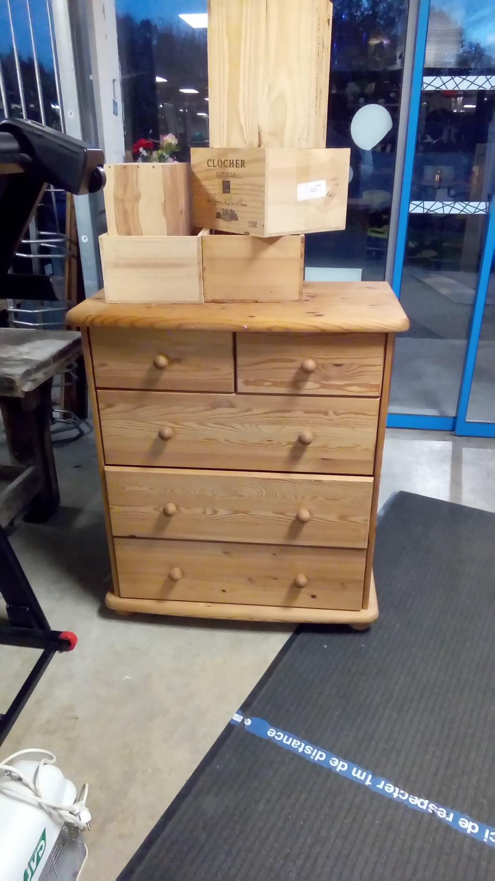 COMMODE PIN COCKTAIL SCANDINAVE 5 TIROIRS