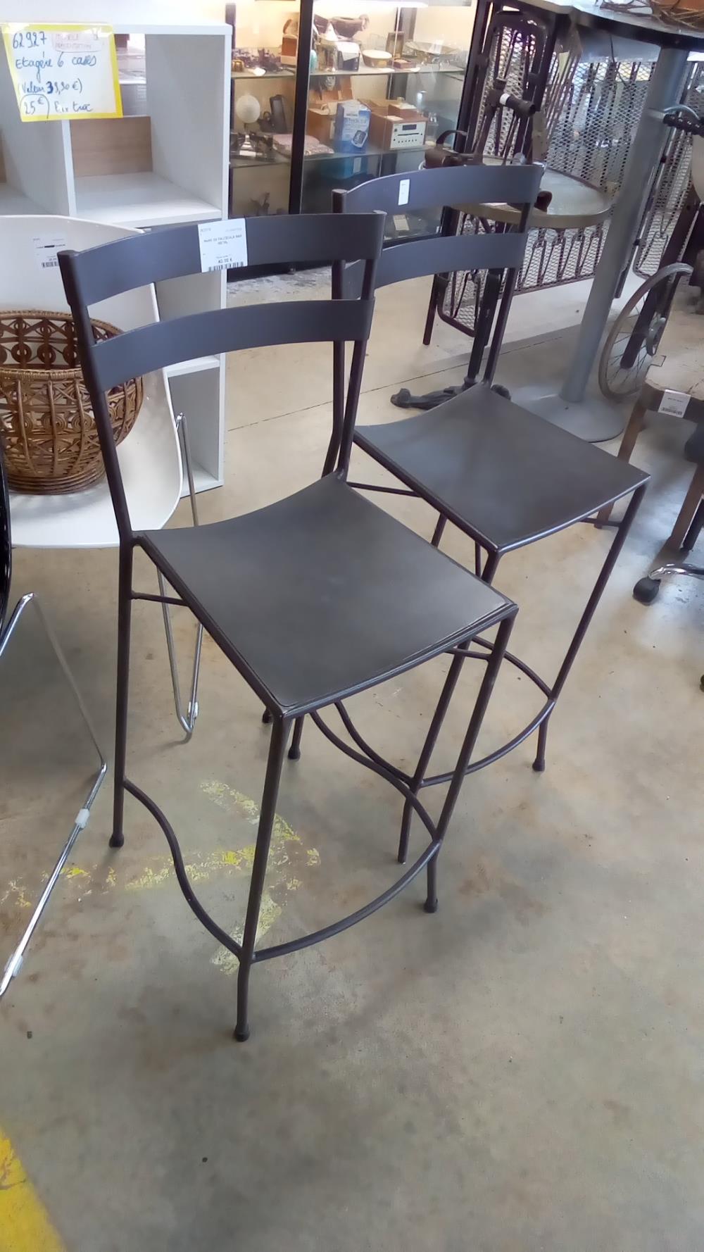 PAIRE DE FAUTEUILS BAR METAL