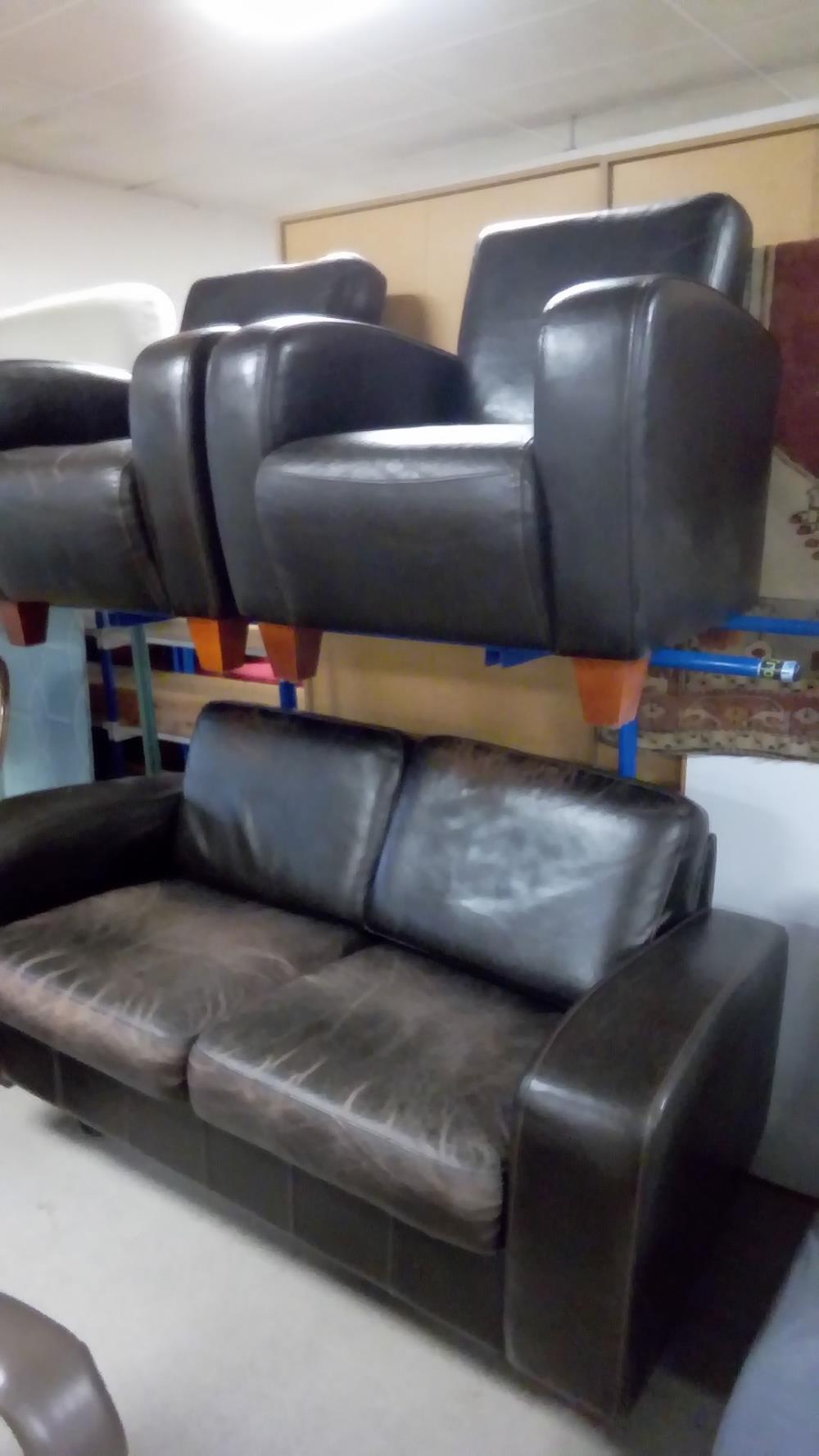 SALON CUIR VIEILLI 2+1+1 