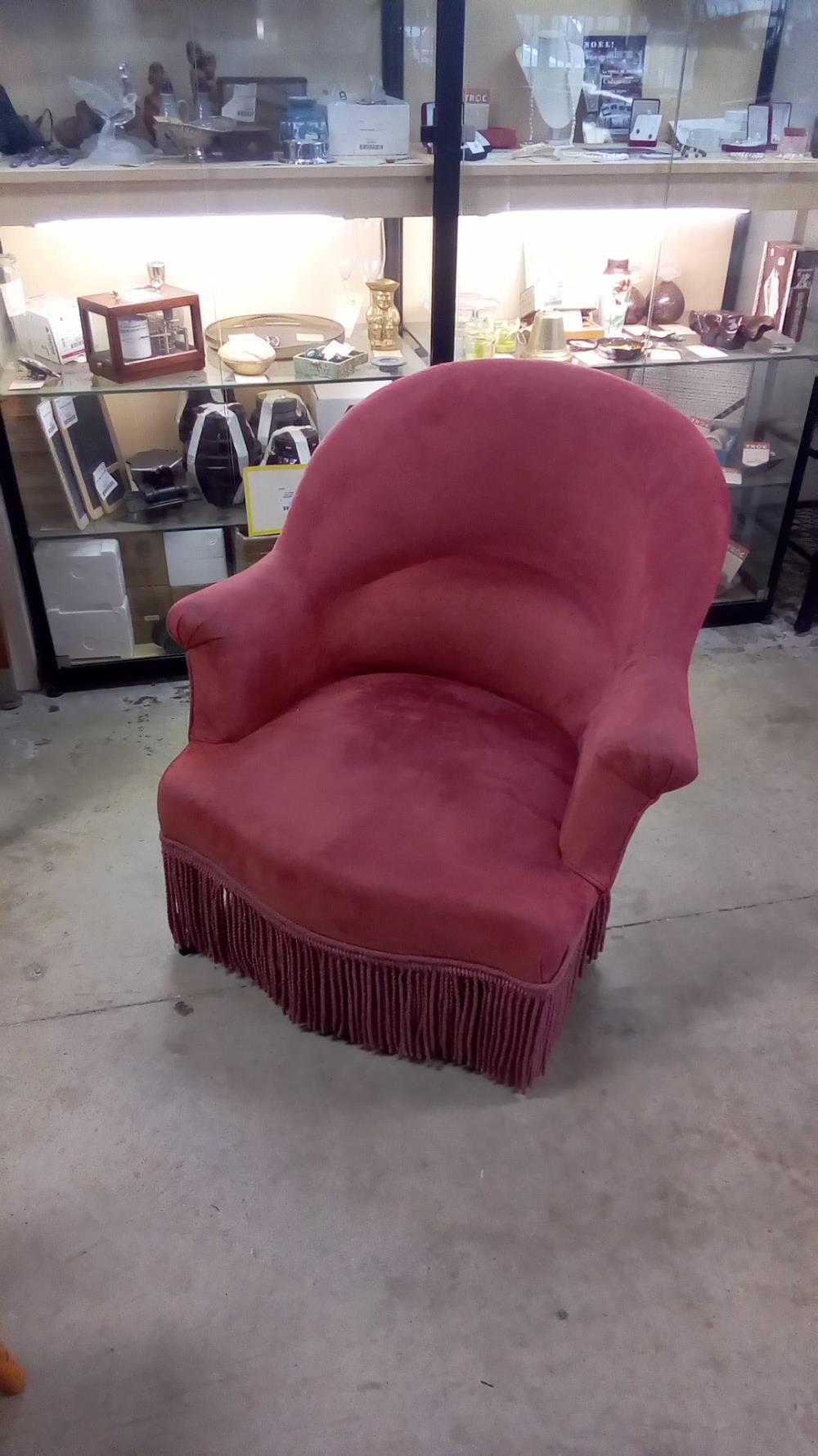 FAUTEUIL CRAPAUD VELOURS ROSE