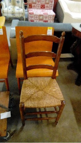 CHAISE BOIS PAILLÉ DOSSIER 3 BARREAUX 