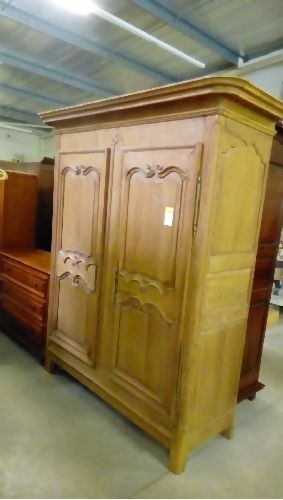 ARMOIRE LINGERE 2 PORTES BOIS MOULURE CLAIR STYLE RÉGENCE XIXE