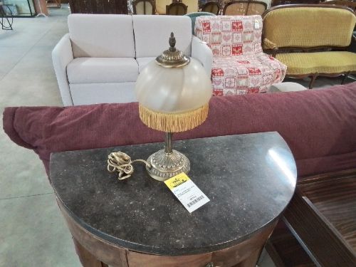 LAMPE A POSER SOCLE MÉTAL AJ VERRE A FRANGES 
