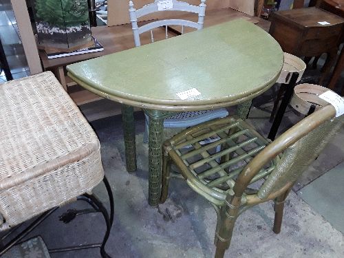 CONSOLE VERTE 1M  DEPLIANTE PIED ROTIN