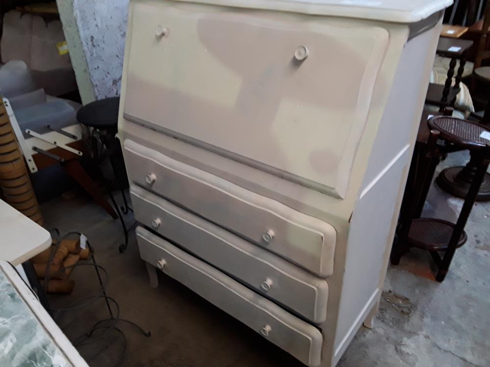SECRETAIRE SCRIBAN BLANC 3T 1 ABBATTANT 1 BOUTON ACCIDENT