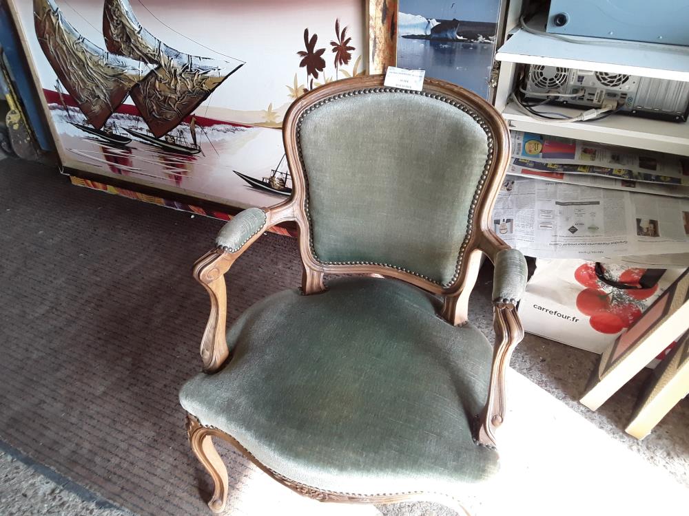 FAUTEUIL VELOURS VERT STYLE REG