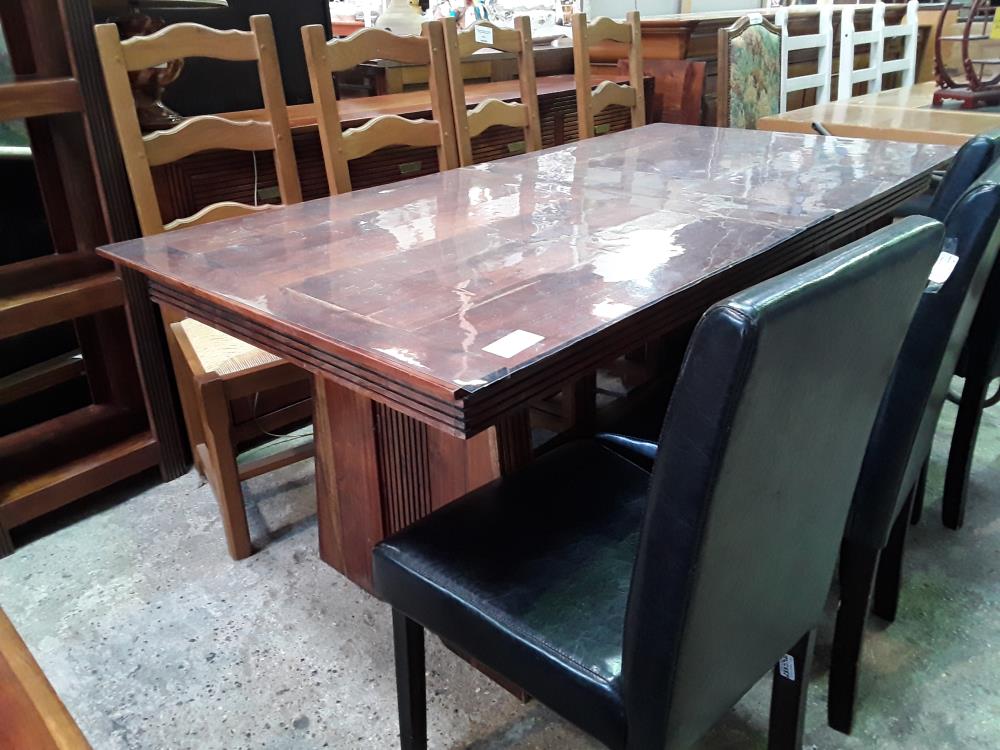 TABLE ACACIA MASSIF 180 X 90 + 1 ALL DE 40CM