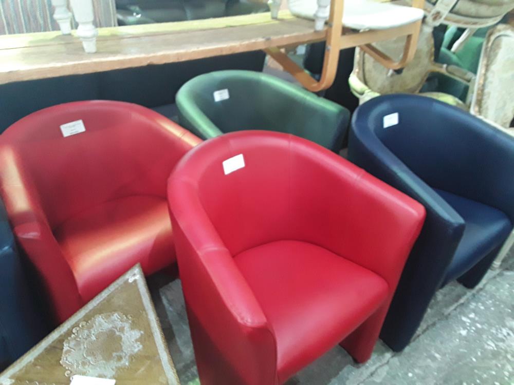 FAUTEUIL DEMI LUNE SIMILI ROUGE /BLEU/ GRIS