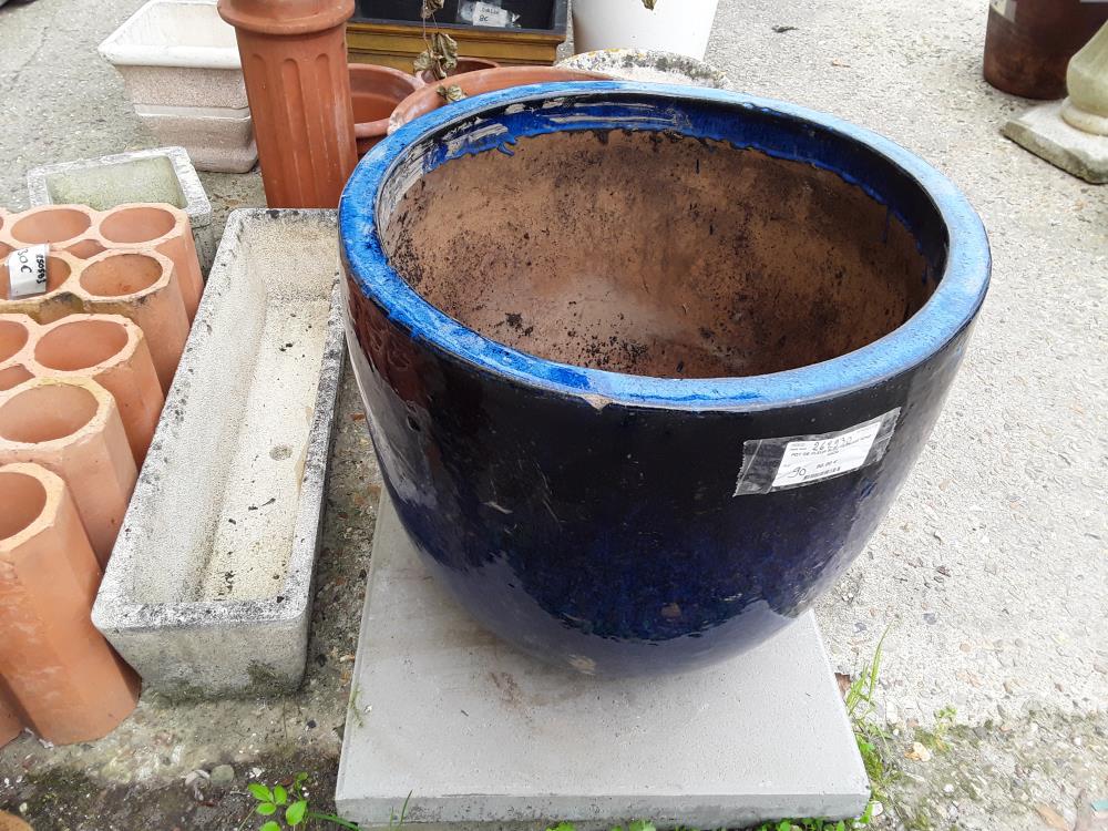 POT DE FLEUR BLEU VERNISSE ROND 54CM