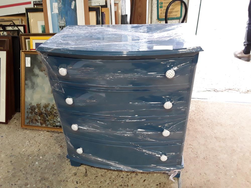 COMMODE PEINT EN BLEU PAON 4T