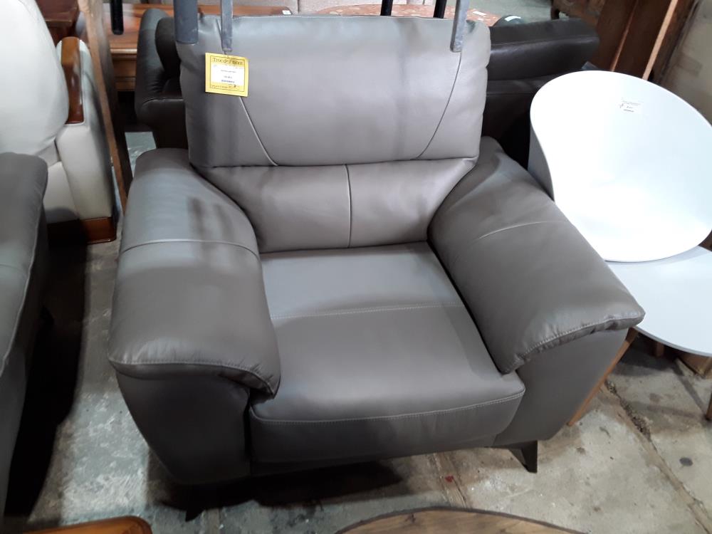 FAUTEUIL CUIR GRIS