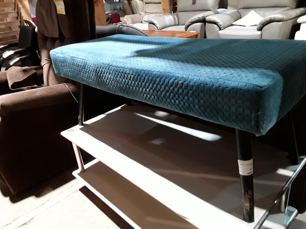 BANC LIT PIED NOIR ASSISE VELOUR BLEU